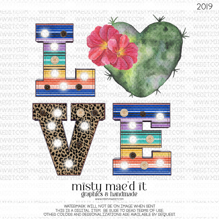LOVE Marquee Letters Cactus