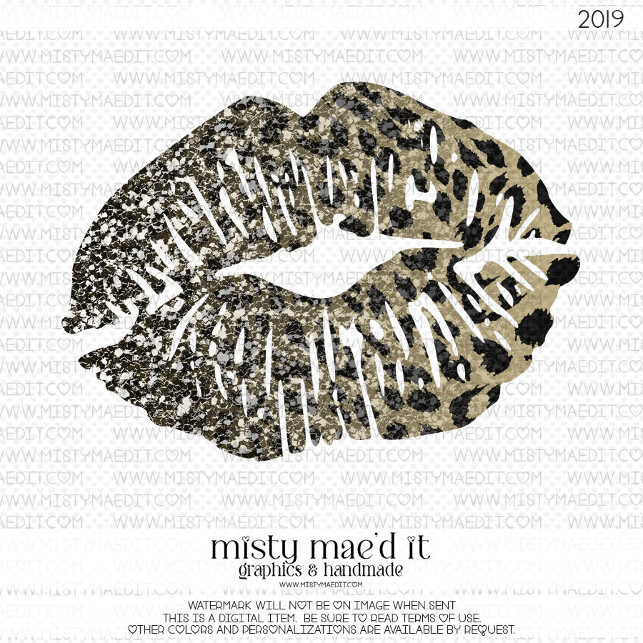 Glitter Leopard Lips Black