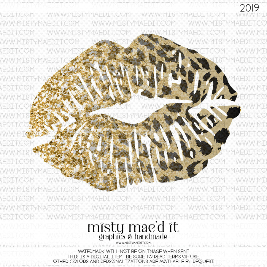 Glitter Leopard Lips Gold