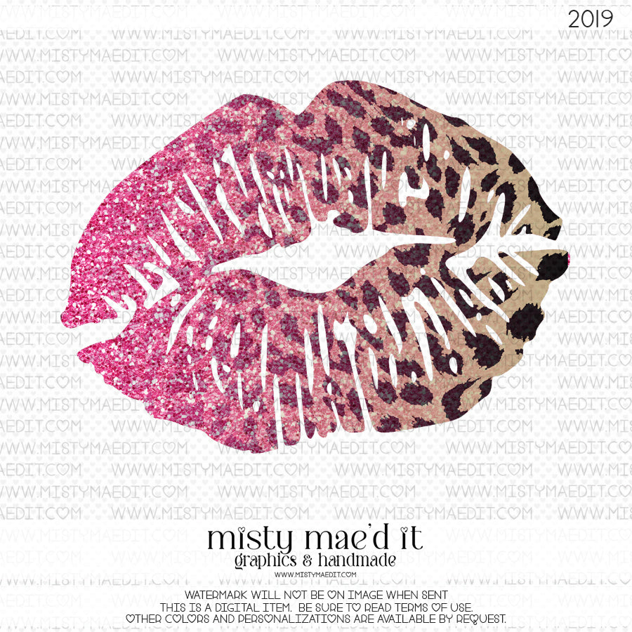 Glitter Leopard Lips Pink