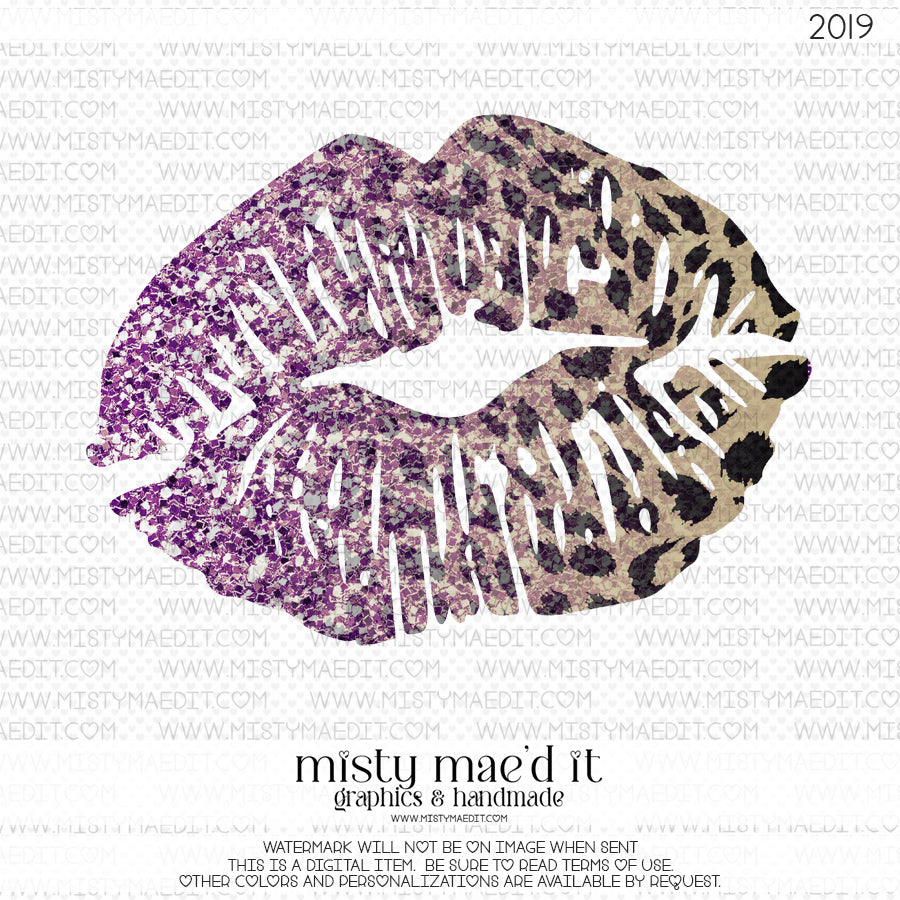 Glitter Leopard Lips Purple