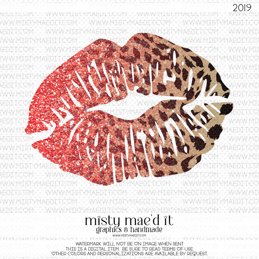 Glitter Leopard Lips Red