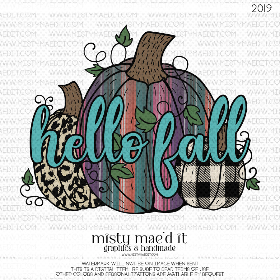 Hello Fall Serape And Leopard Pumpkins