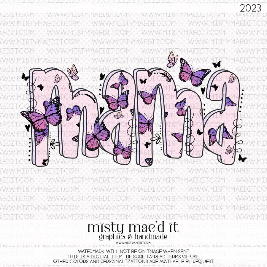 Mama/Mini Pink And Purple Butterflies Pink