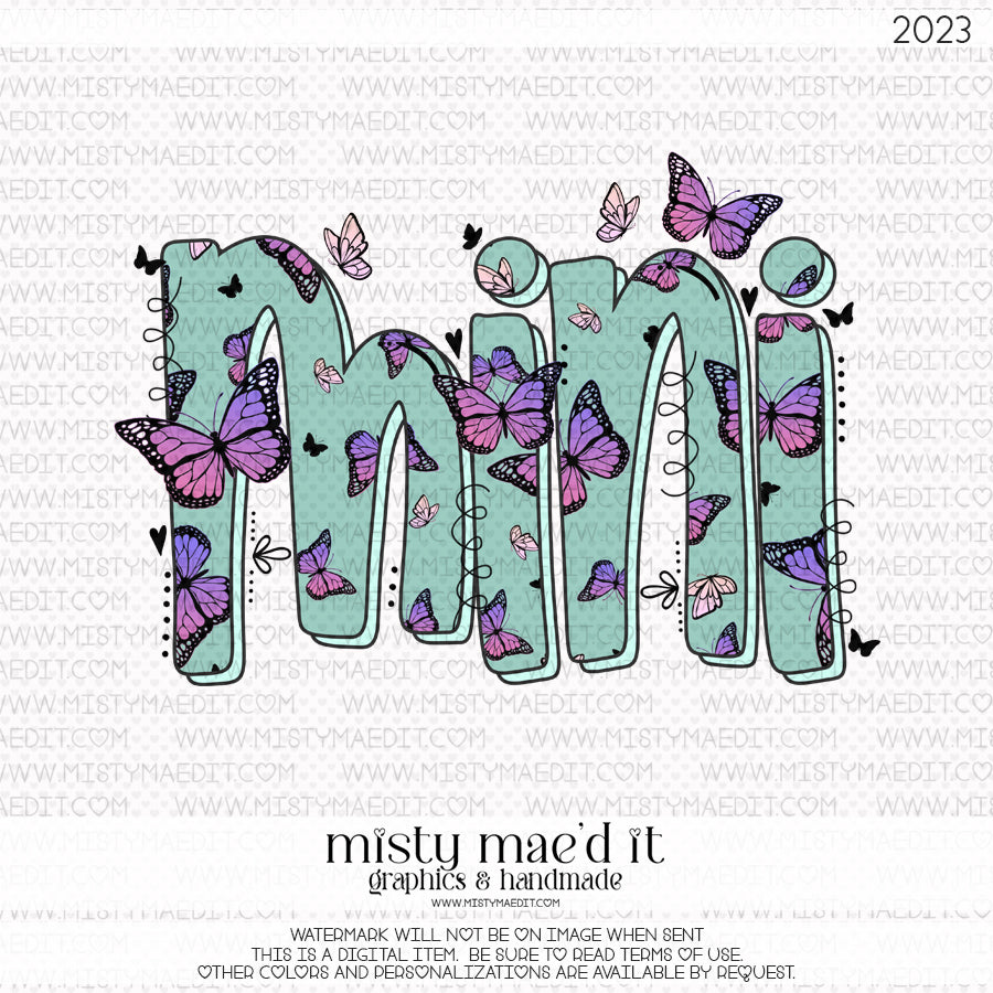 Mama/Mini Pink And Purple Butterflies Mint