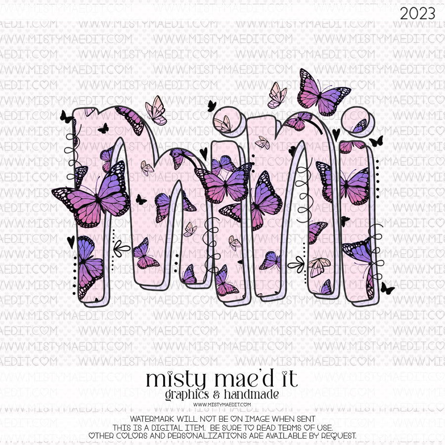 Mama/Mini Pink And Purple Butterflies Pink