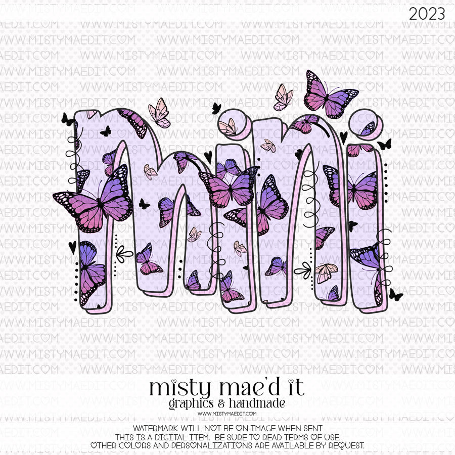 Mama/Mini Pink And Purple Butterflies Purple