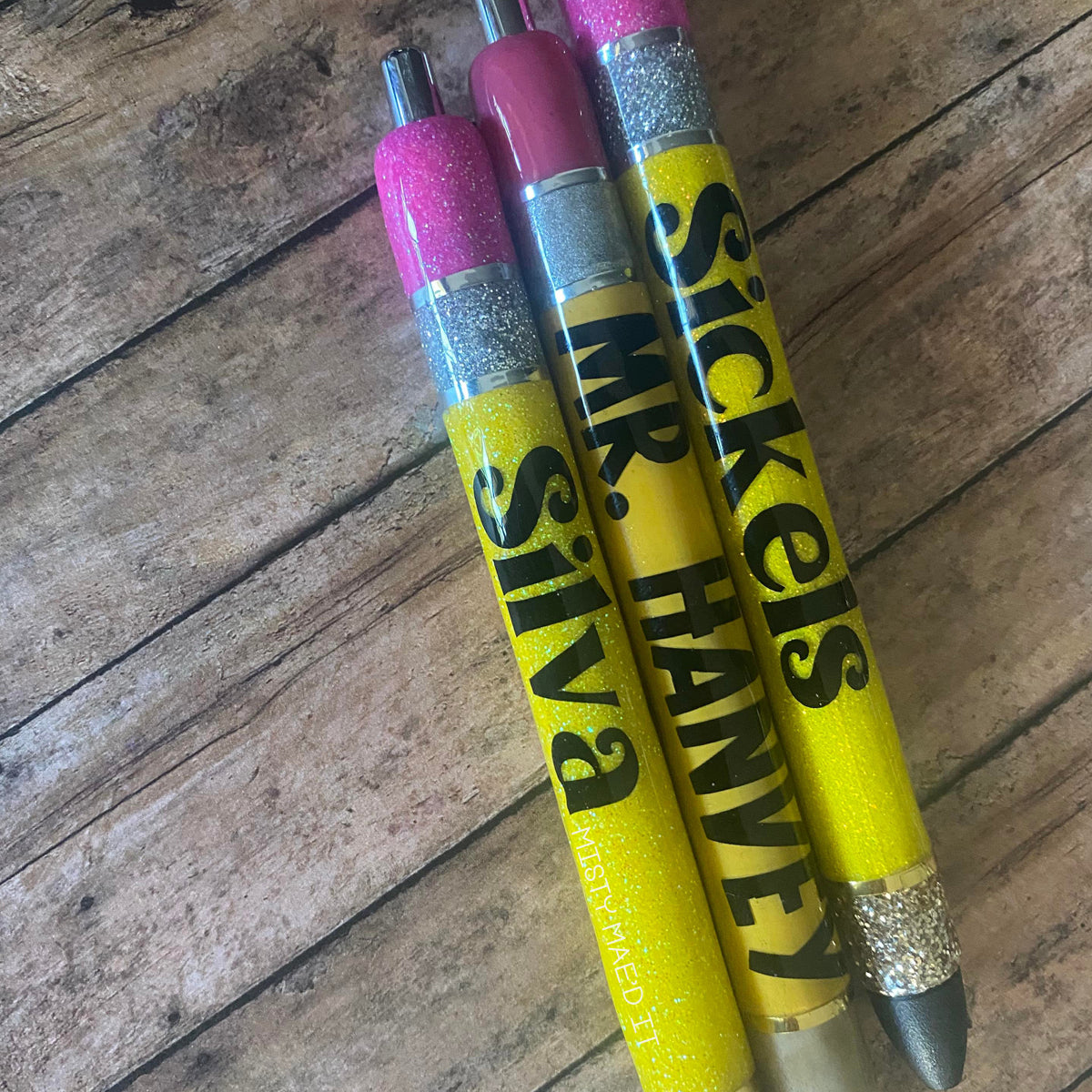 Pencil Silver Band Glitter Pen