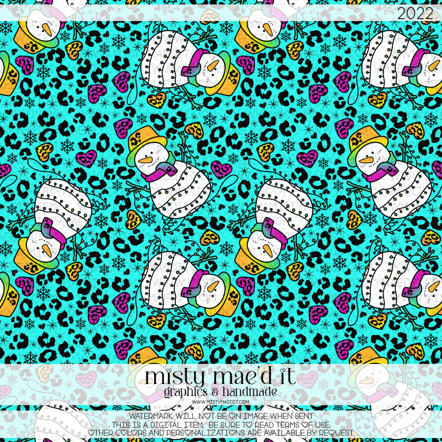 Rainbow Snowman Seamless Digital Paper