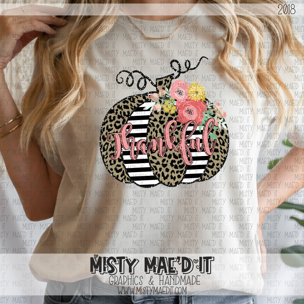 Stripes And Leopard Pumpkin Thankful