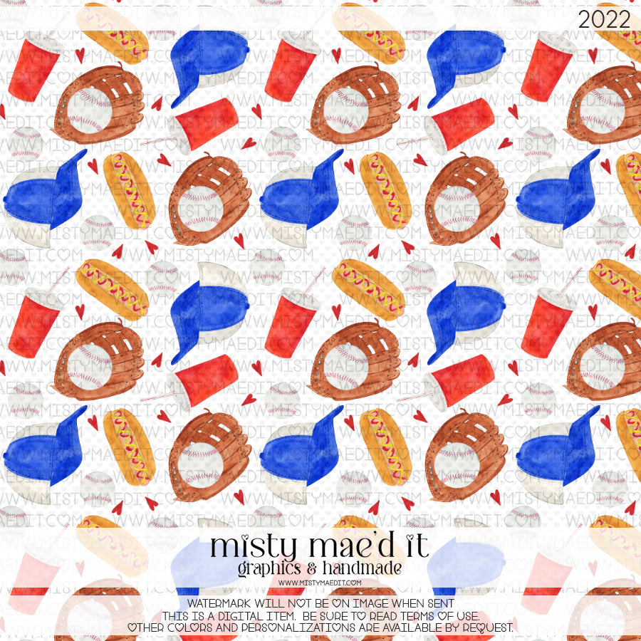 Baseball Things Seamless Digital Paper