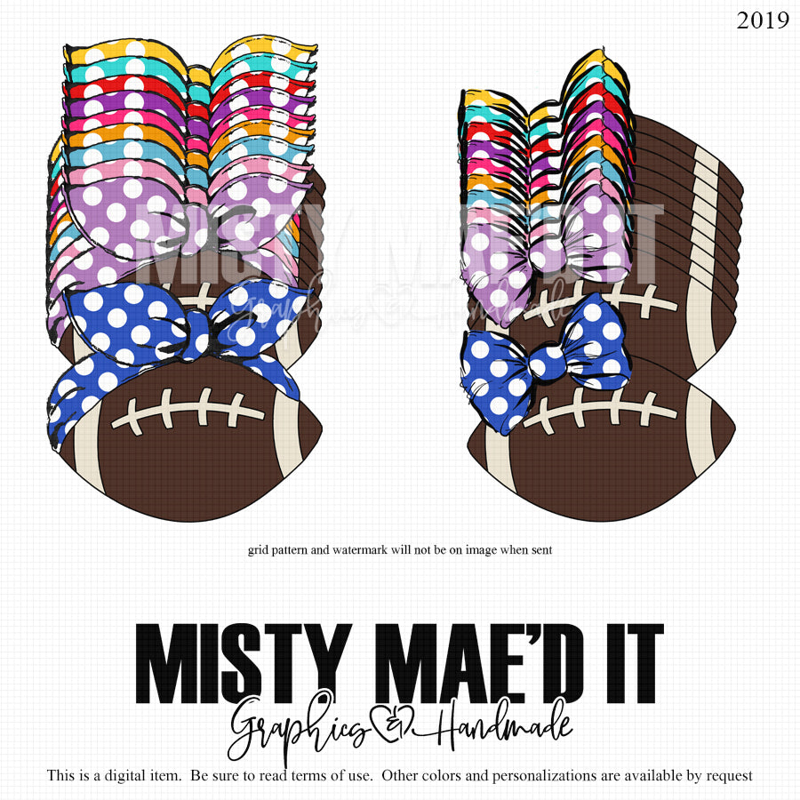 Bandannas And Bows Footballs Basic Colors