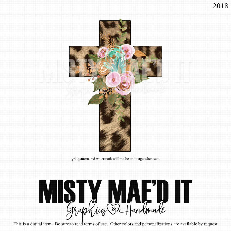 Leopard And Flowers Cross 2