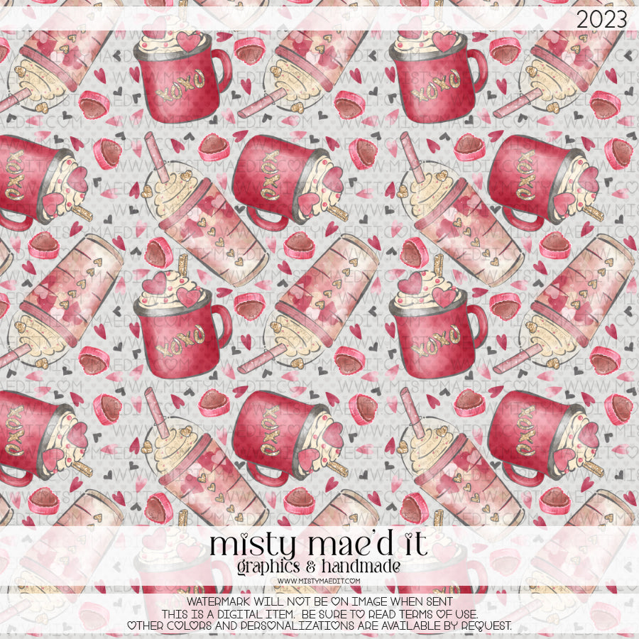 Coffee Is My Valentine Seamless Digital Paper