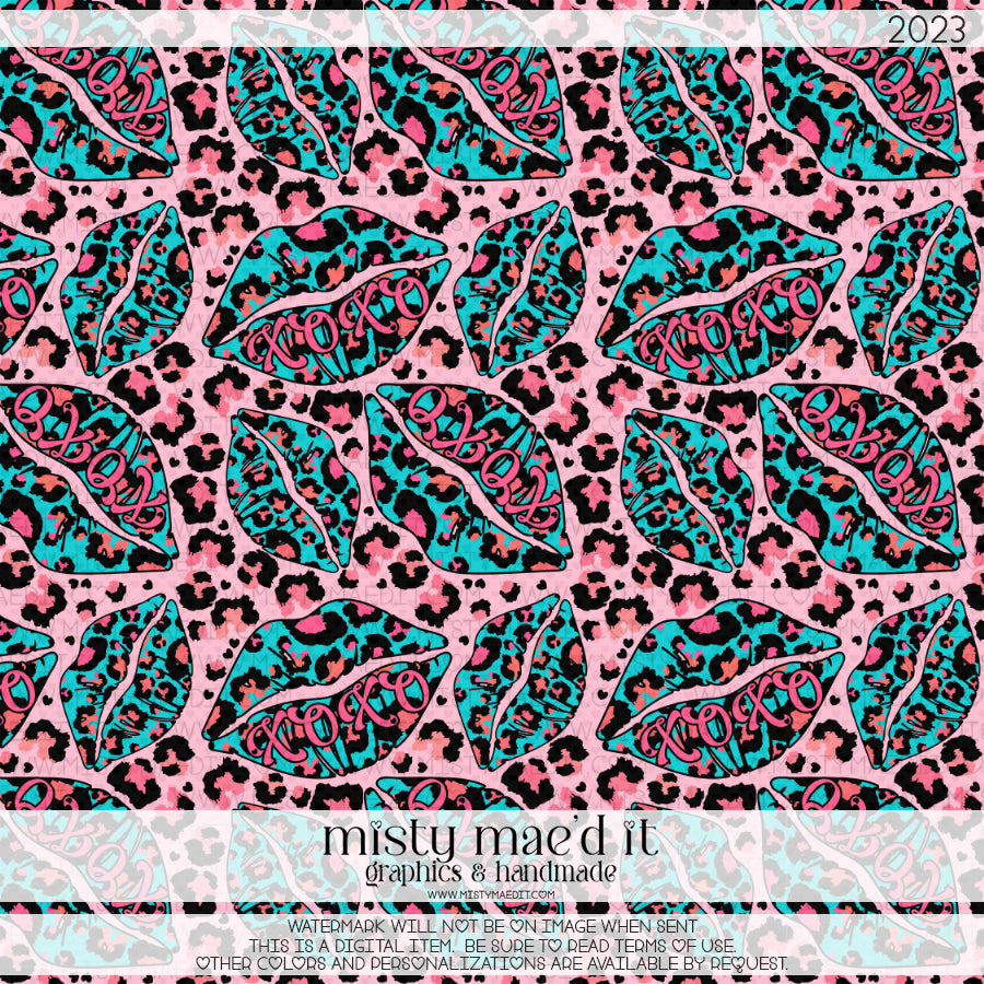 Leopard Lips Pink Seamless Digital Paper