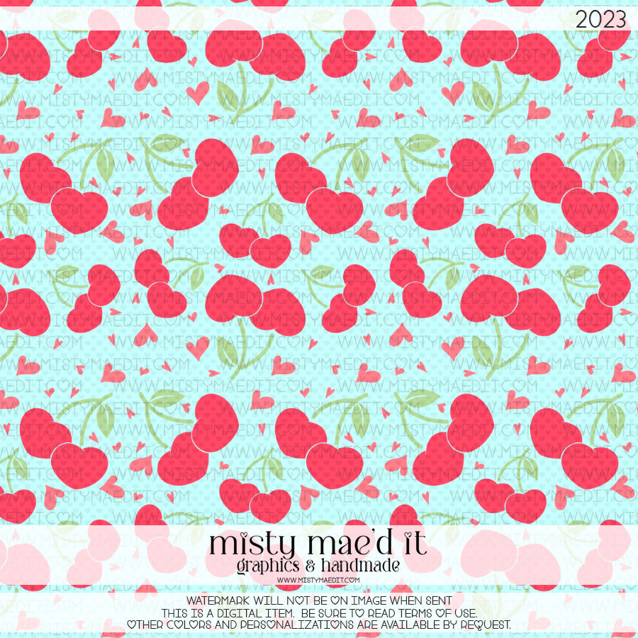 Love You So Cherry Much Seamless Digital Paper