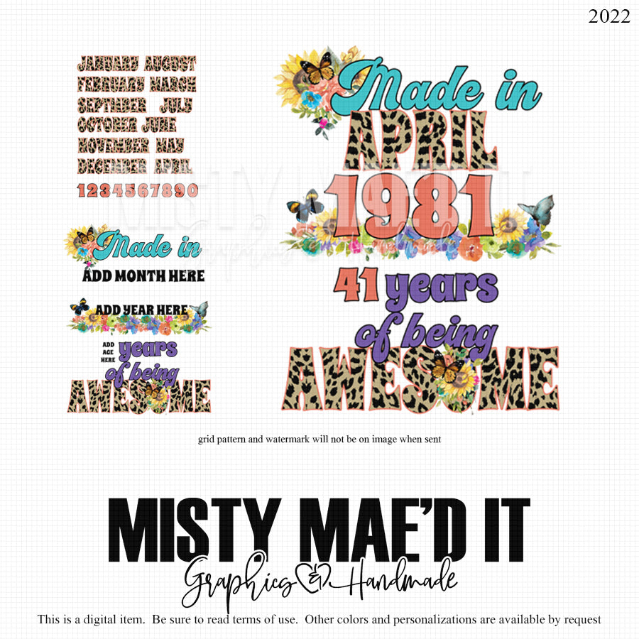 Made In Month/Year Butterflies