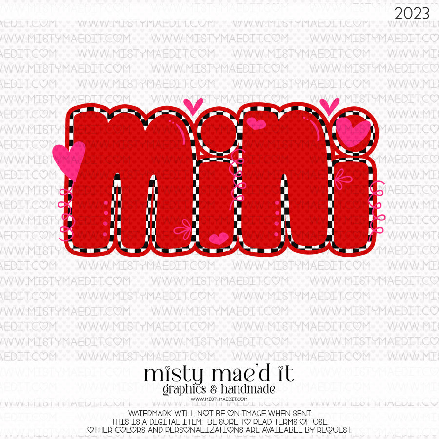 Mama/Mini Red And Pink Hearts Checkered