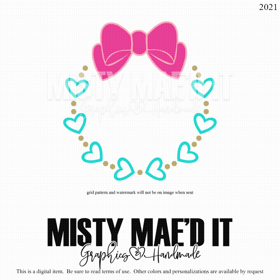 Hearts And Bow Monogram Circle