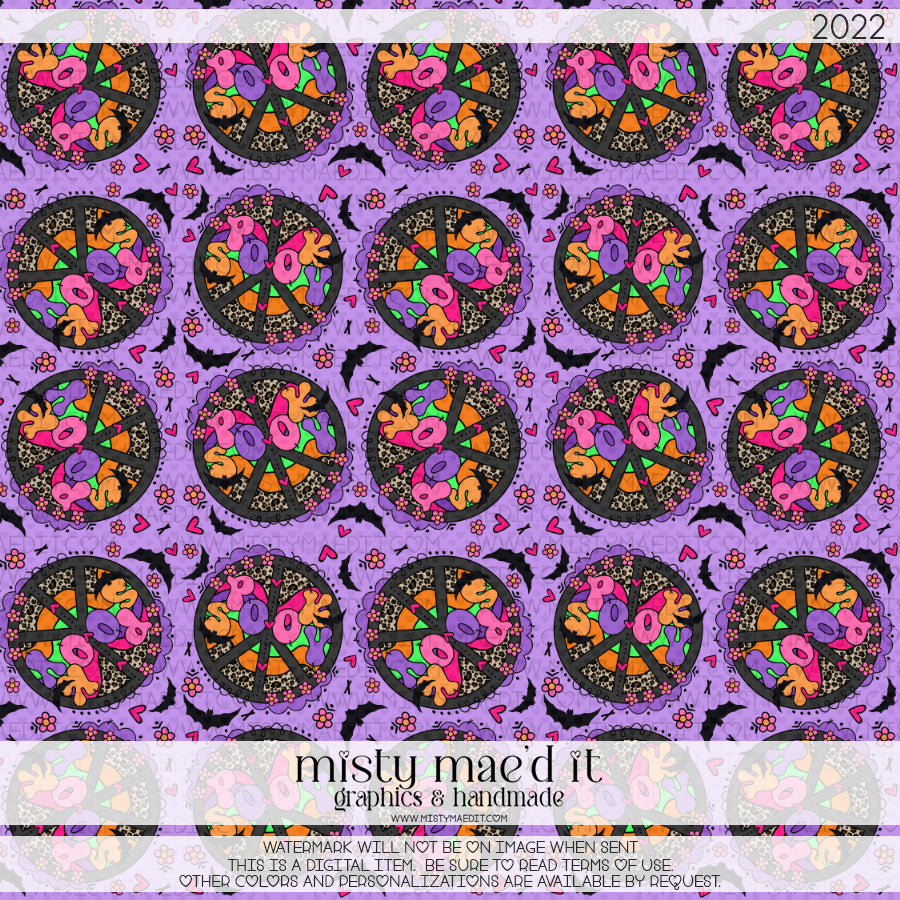Spooky Peace Sign Seamless Digital Paper