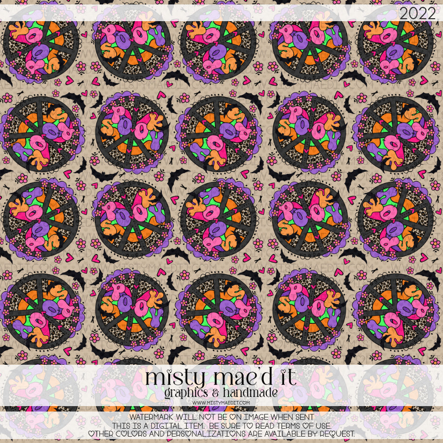Spooky Peace Sign Seamless Digital Paper