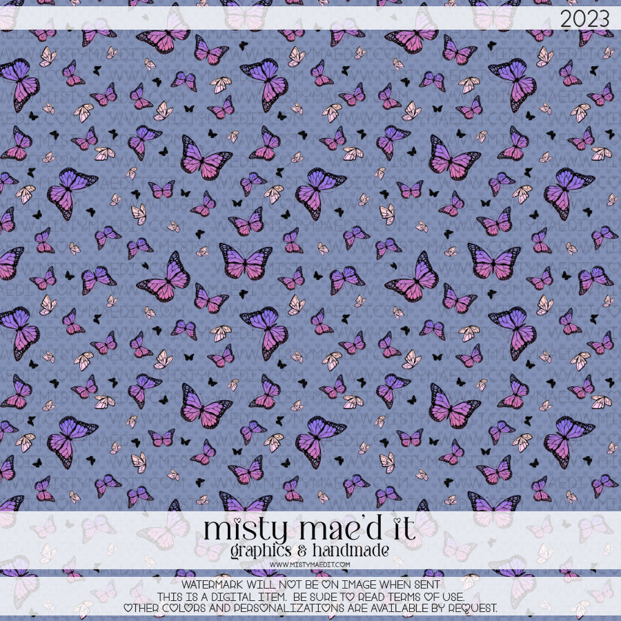 Pink And Purple Butterflies Seamless Digital Paper