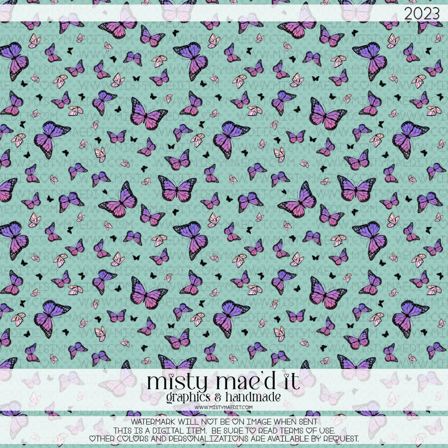 Pink And Purple Butterflies Seamless Digital Paper