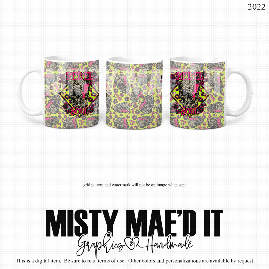 Rebel Soul Skull 11 And 15 Oz Mug Wrap