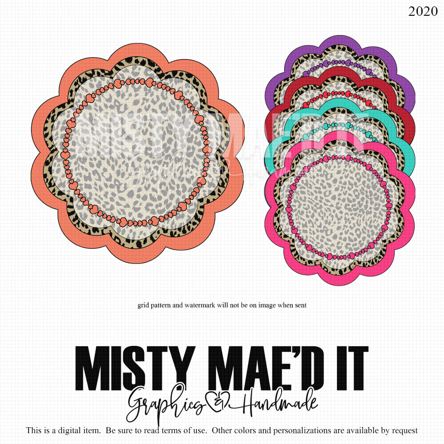 Scalloped Circle Hearts And Leopard Frame Bundle