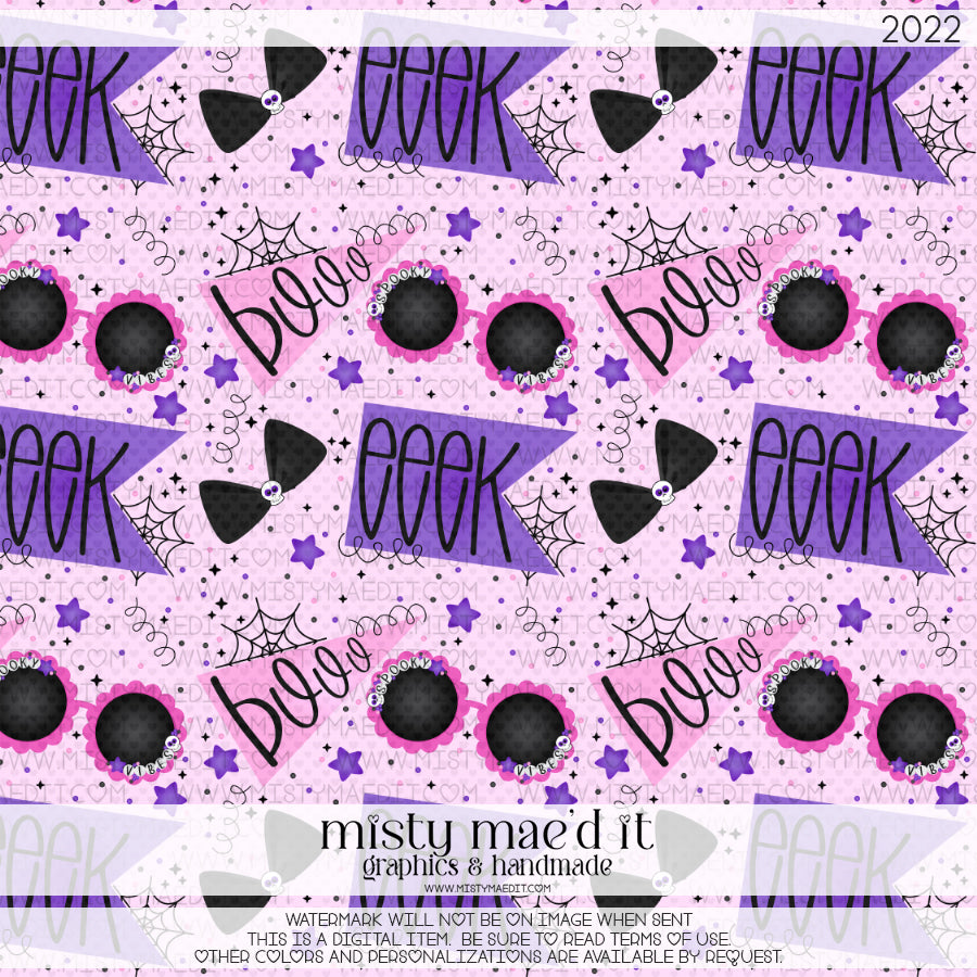 Spooky Vibes Glasses And Flags Seamless Digital Paper