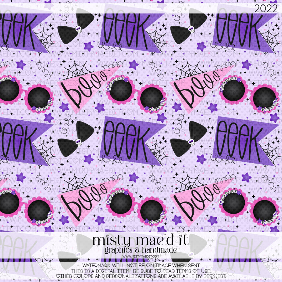 Spooky Vibes Glasses And Flags Seamless Digital Paper