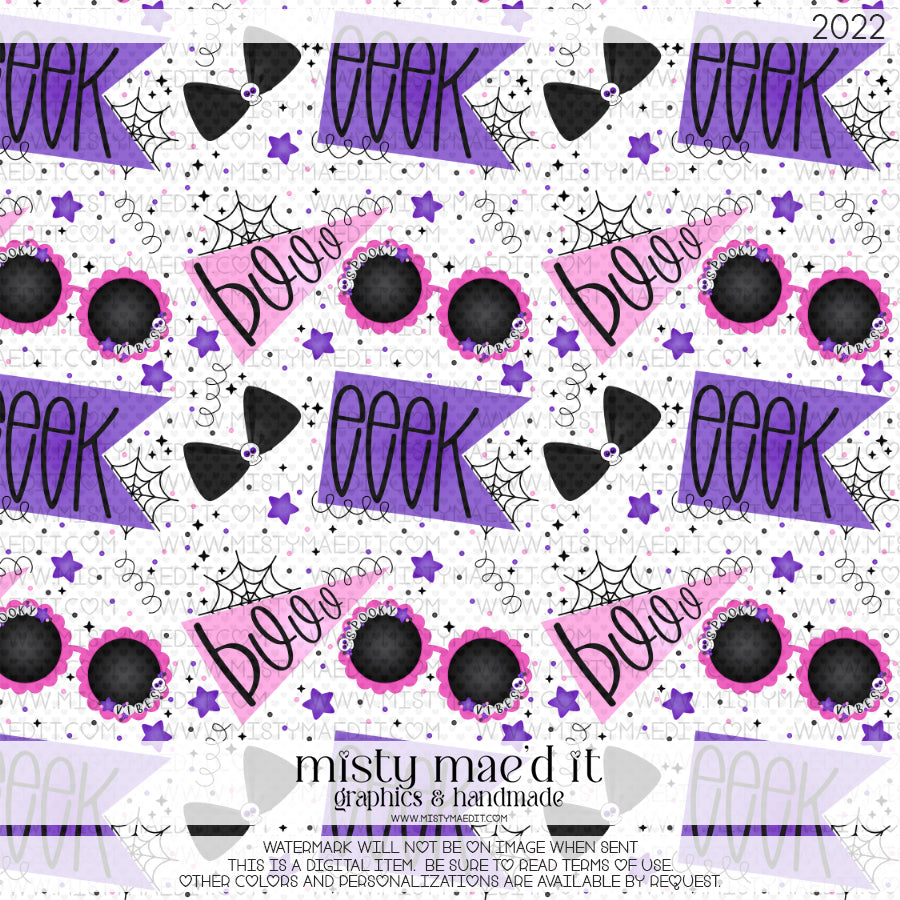 Spooky Vibes Glasses And Flags Seamless Digital Paper