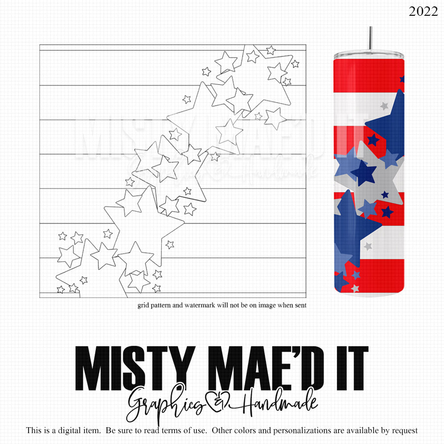 Stars And Stripes 20 And 30 Oz Seamless Burst Tumbler Wrap