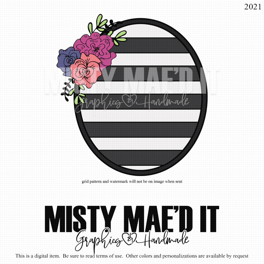 Stripe Floral Frame