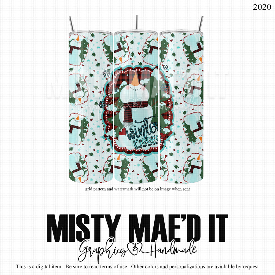 Winter Kisses Snowman 20 and 30 Oz Seamless Tumbler Wrap