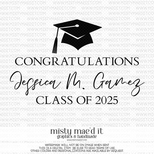 Congratulations (Name) Class Of (Year) Vinyl Decal