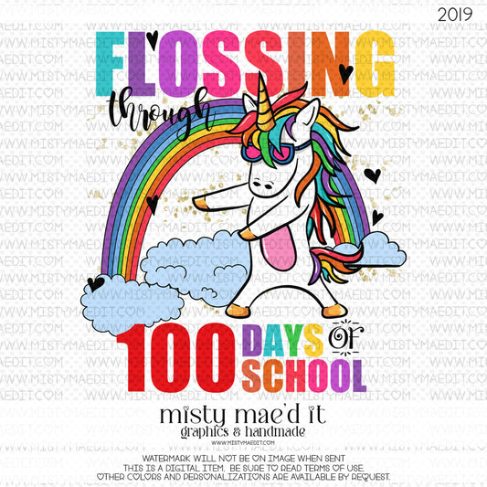 Flossing Through 100 Days Unicorn