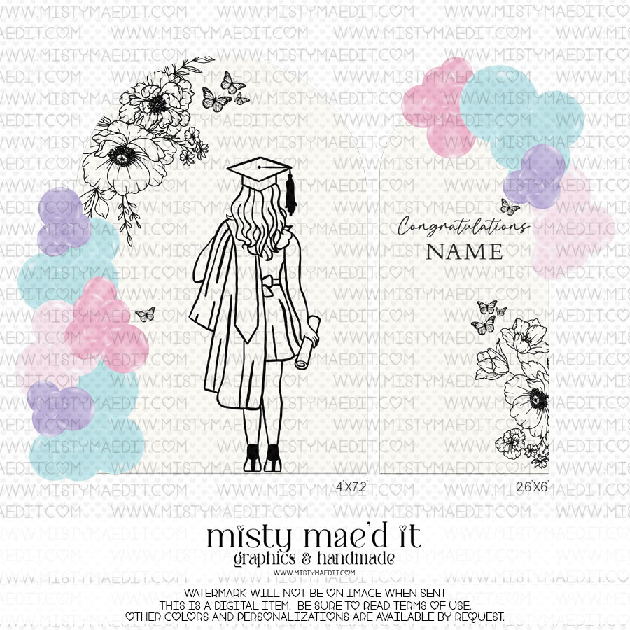 Grad Girl Flowers And Butterflies Vinyl Decals