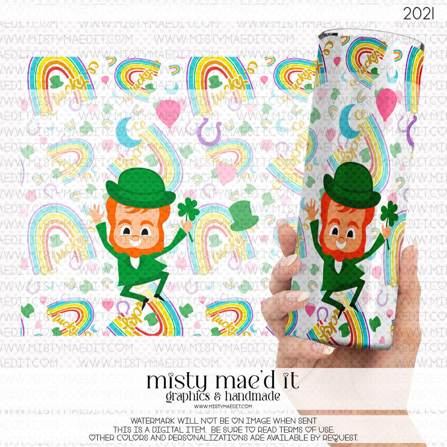 Lucky Leprechaun Rainbow 20 And 30 Oz Seamless Tumbler Wrap