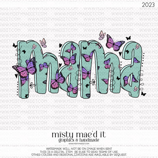 Mama/Mini Pink And Purple Butterflies Mint