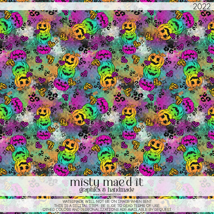 Rainbow Pumpkins Seamless Digital Paper