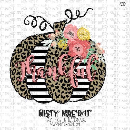 Stripes And Leopard Pumpkin Thankful