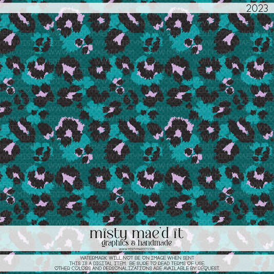 Turquoise And Purple Leopard Seamless Digital Paper