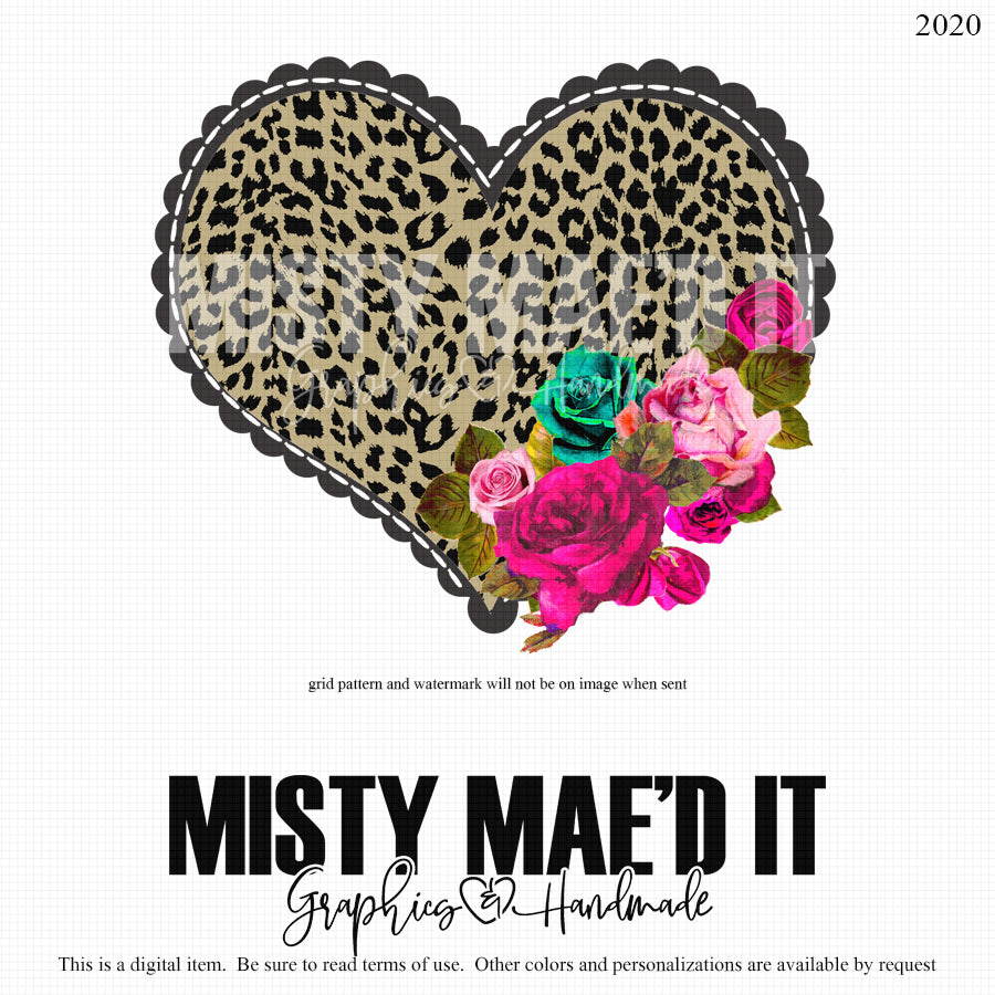 Heart-Leopard With Flowers