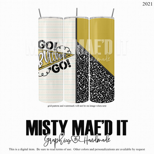 Go Bulldogs Go Gold Middle Split 20 Oz And 30 Oz Seamless Tumbler Wrap