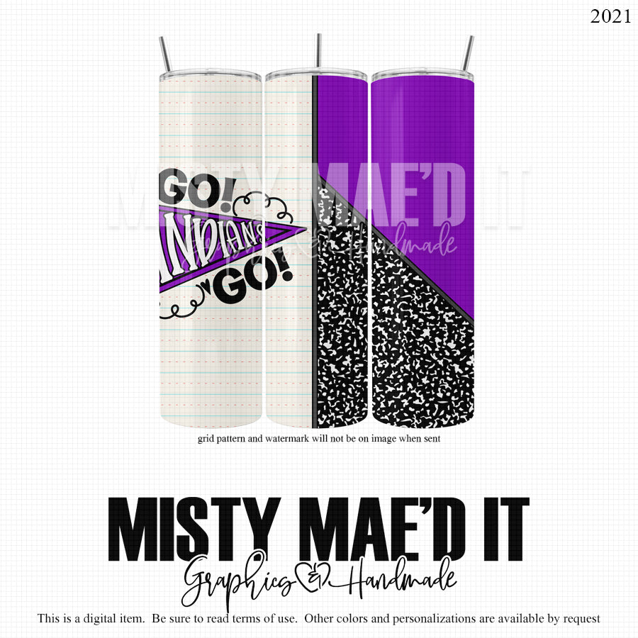 Go Indians Go Purple Middle Split 20 And 30 Oz Seamless Tumbler Wrap