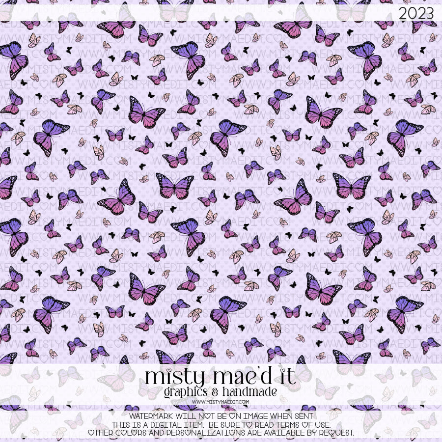 Pink And Purple Butterflies Seamless Digital Paper