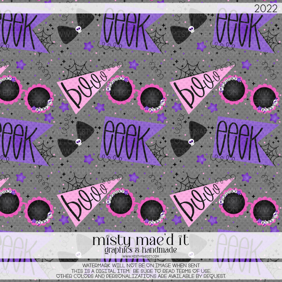 Spooky Vibes Glasses And Flags Seamless Digital Paper
